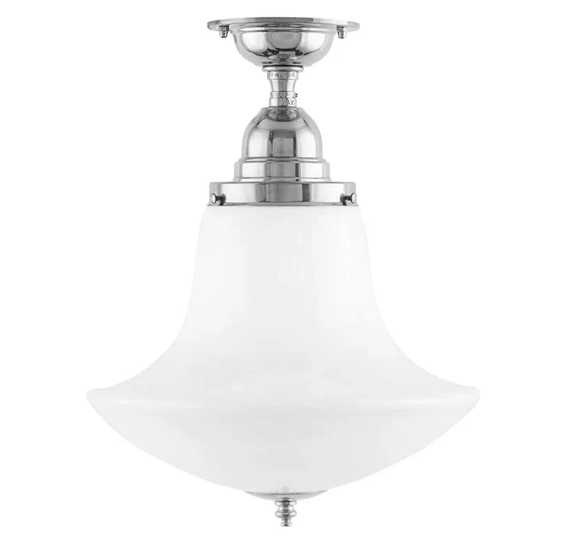 Badrumslampa - Taklampa Byström 100 nickel, klottrattskärm