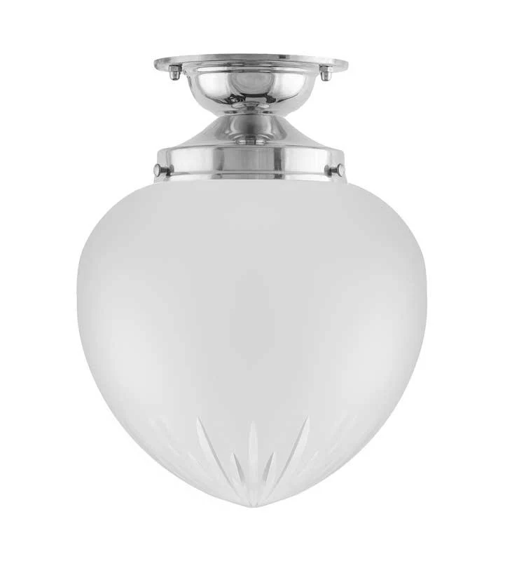 Badrumslampa - Taklampa Lundkvist 100 nickel, mattdroppe