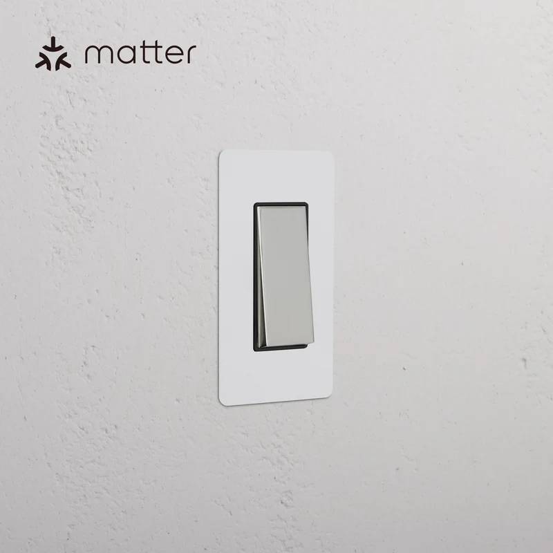 Kew 1G Smart Retractive Rocker Switch - Paintable Polished Nickel Black