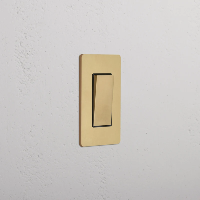 Grove 1G Retractive Rocker Switch - Antique Brass Black