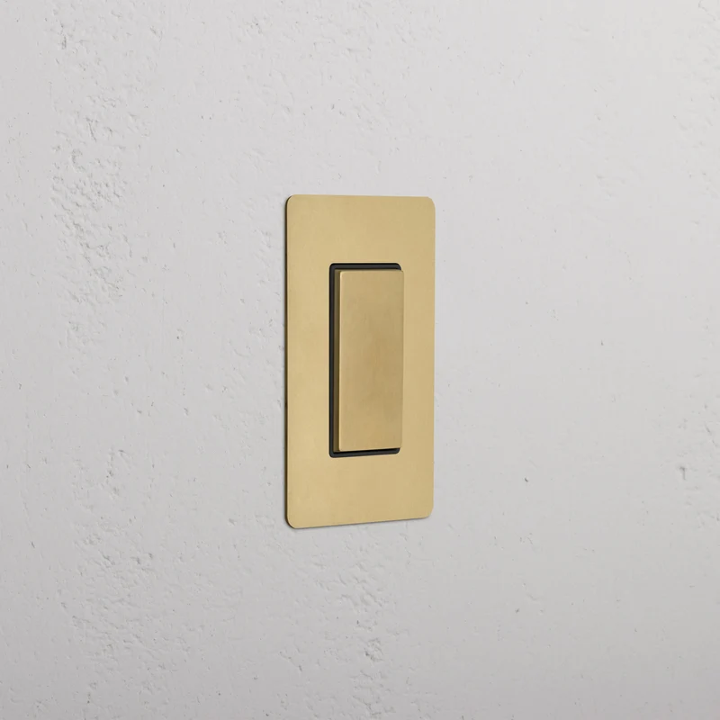 Kew 1G Center Retractive Rocker Switch - Antique Brass Black