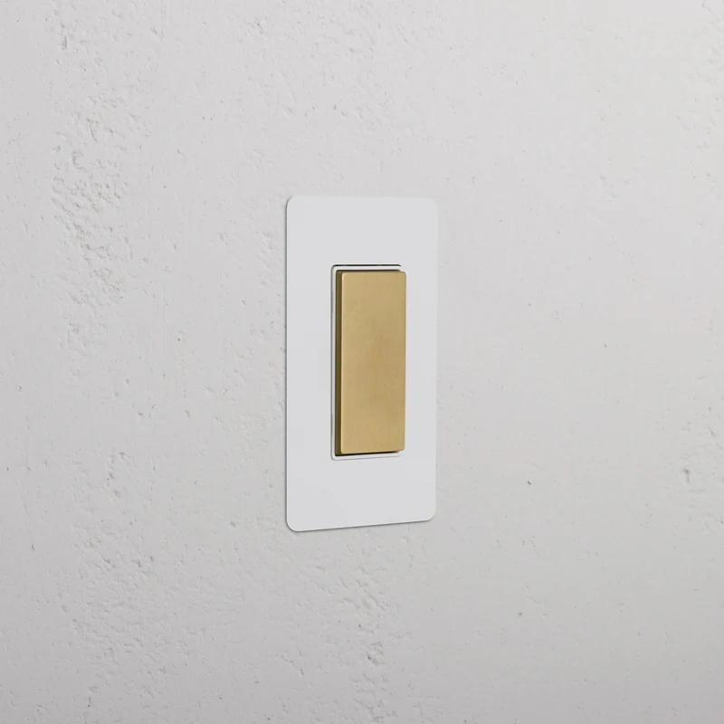 Kew 1G Center Retractive Rocker Switch - Paintable Antique Brass White