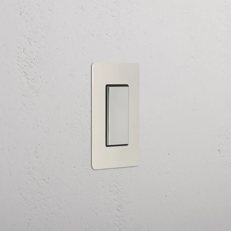 Kew 1G Center Retractive Rocker Switch - Polished Nickel Black