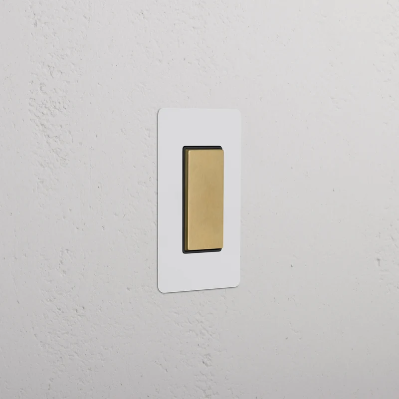 Kew 1G Center Retractive Rocker Switch - Paintable Antique Brass Black