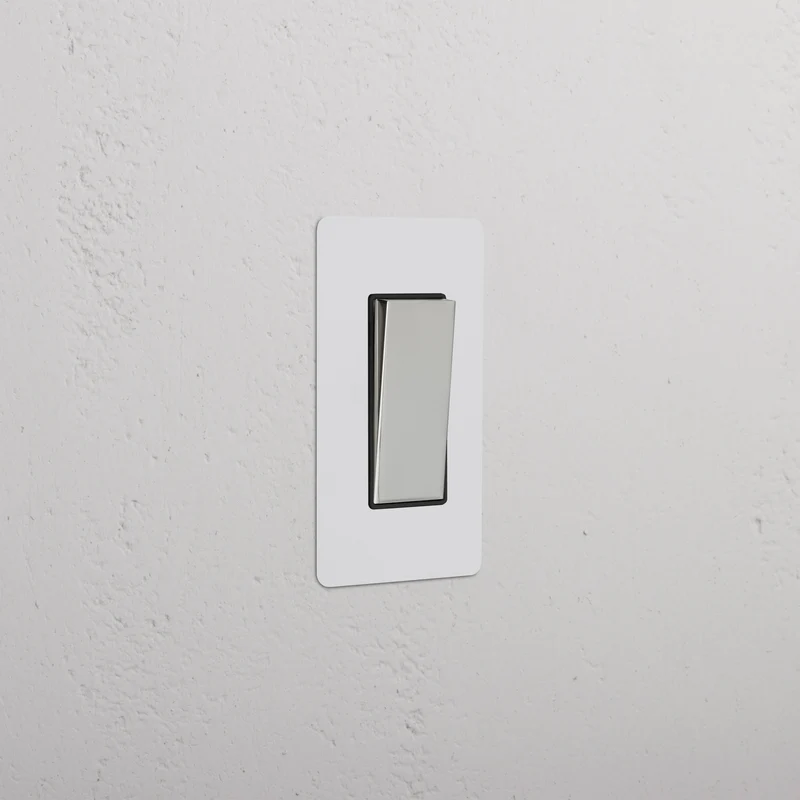 Kew 1G Retractive Rocker Switch - Paintable Polished Nickel Black
