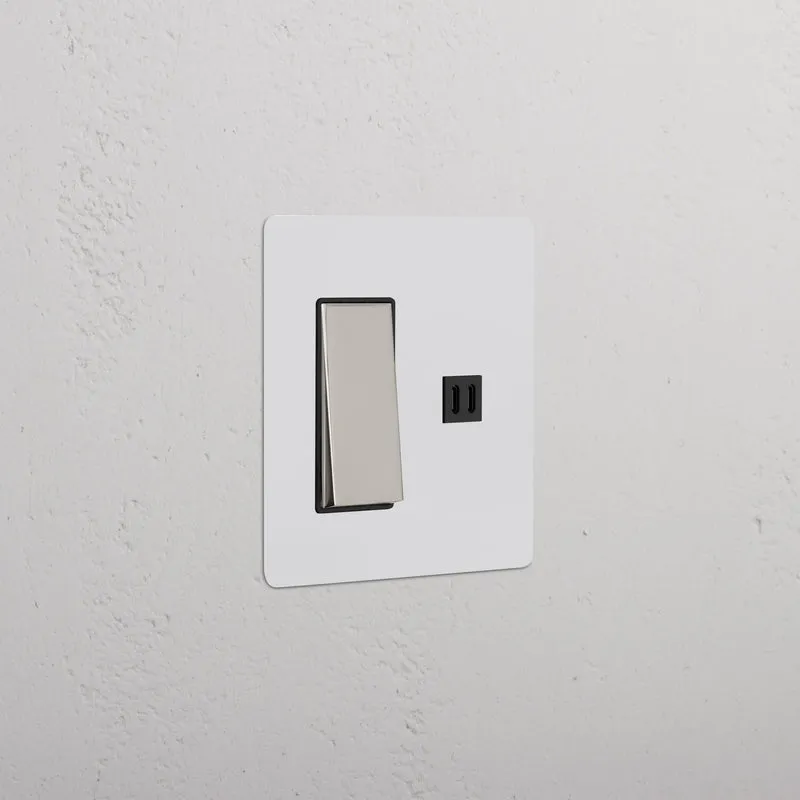 Kew 2G Rocker Switch & Fast Charge USB - Paintable Polished Nickel Black
