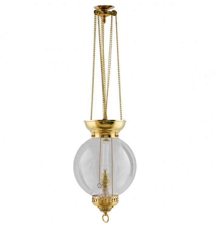 Fotogenlampa - Månskenslampa mässing, klarglas, tak