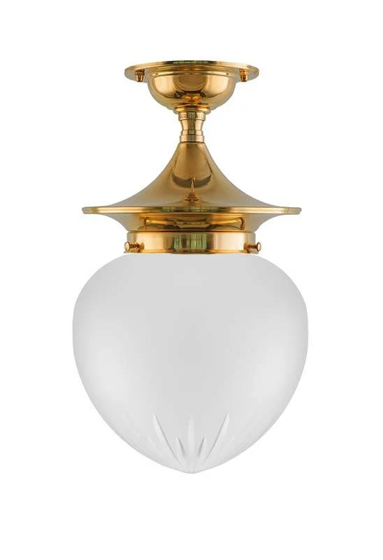 Badrumslampa - Dahlberg 100 mässing, mattglas droppe