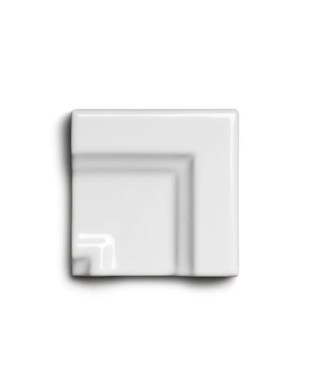 Kakel Victoria - Ramhörn till bröstlist 7,5 x 15 cm - vit, blank