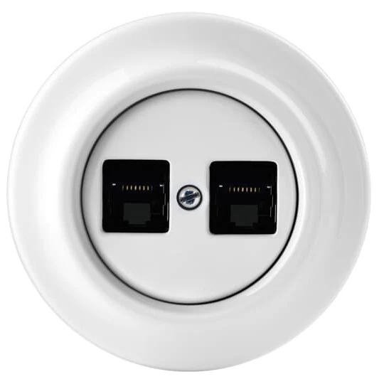 Datauttag 2xRJ45 vit porslin - ABB Decento