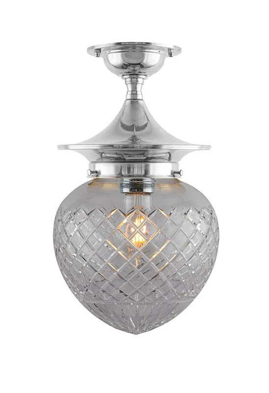 Badrumslampa - Dahlberg 100 nickel, klarglas droppe