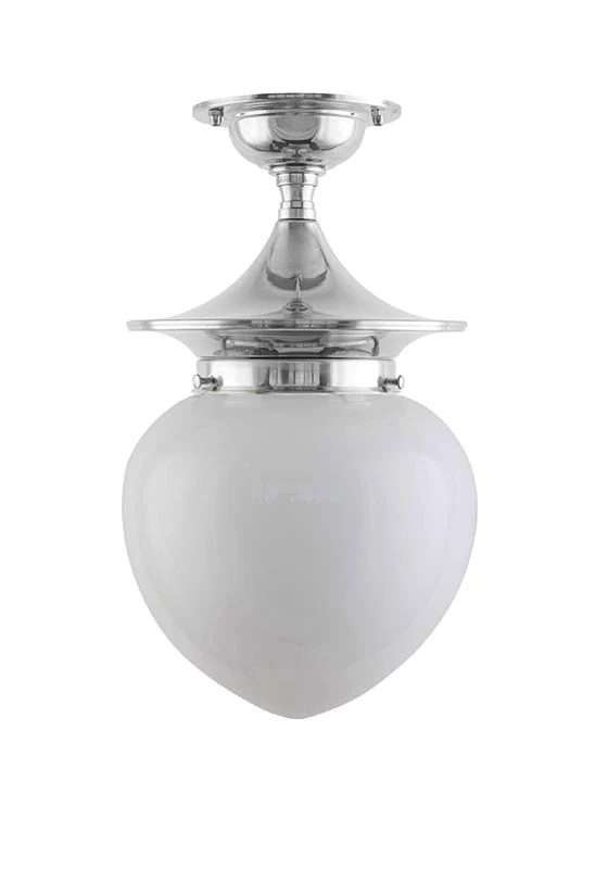 Badrumslampa - Dahlberg 100 nickel, opalvit droppe