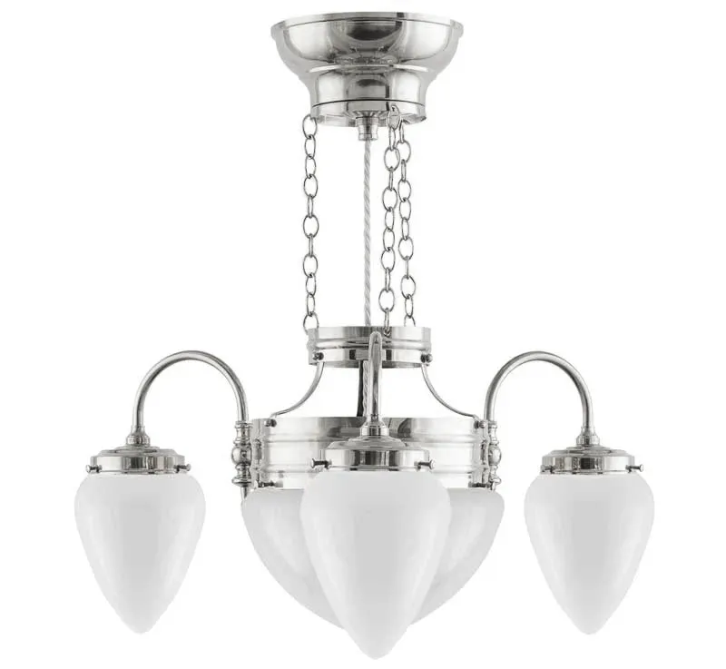 Takkrona - Trearmad ringkrona nickel, opalvitt glas