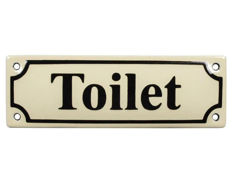 Emaljskylt - Toilet vit/svart