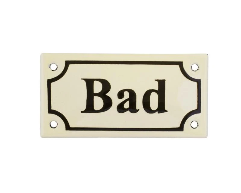 Emaljskylt - Bad vit/svart