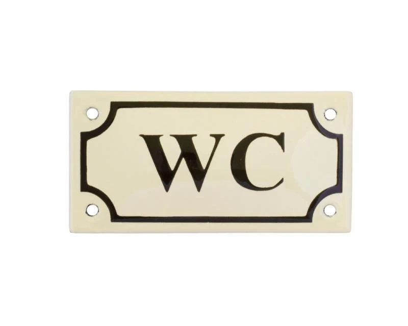Emaljskylt - WC vit/svart