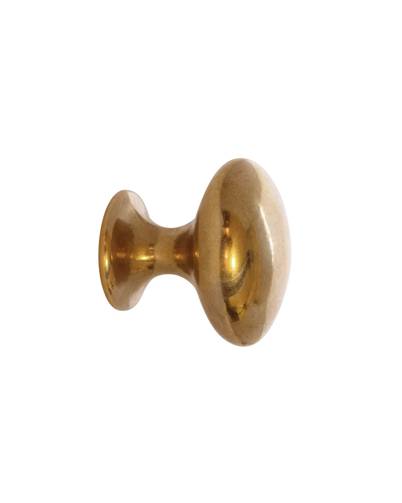 Knopp - Oval obehandlad mässing 40 mm