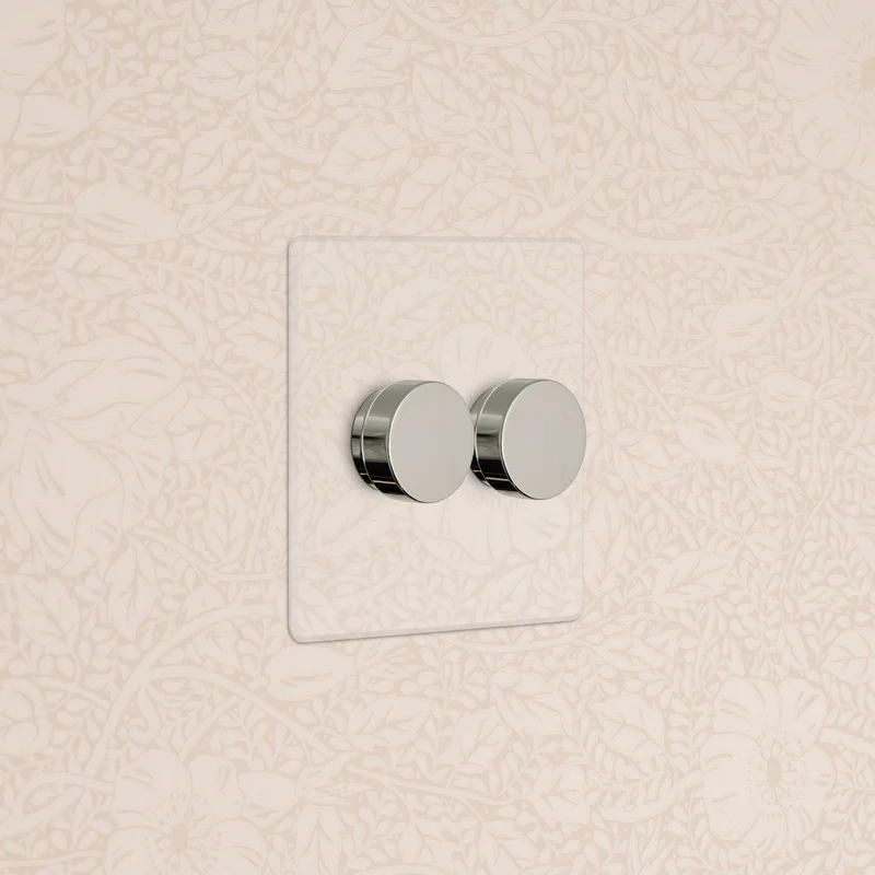 Kew 2G Dimmer Switch - Clear Polished Nickel