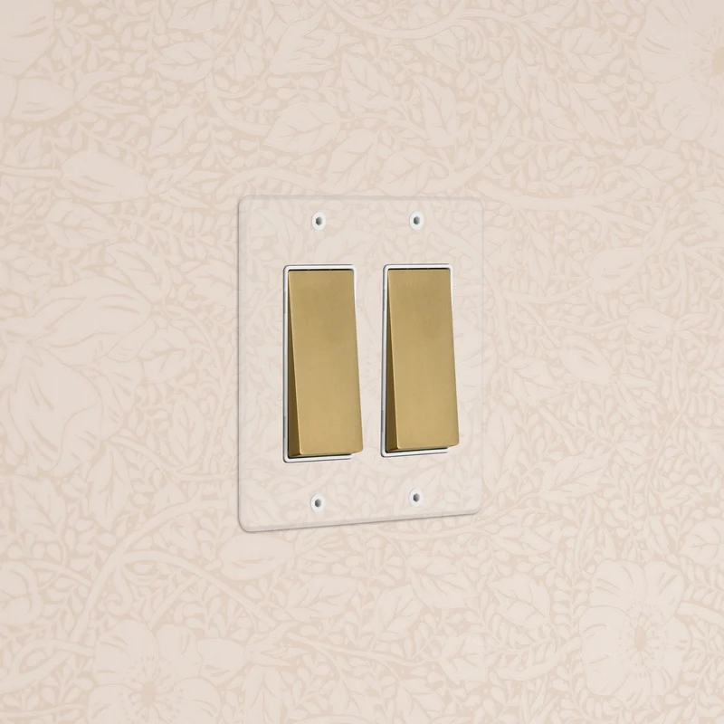 Kew 2G Rocker Switch - Clear Antique Brass White