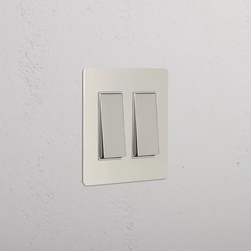 Kew 2G Rocker Switch - Polished Nickel White