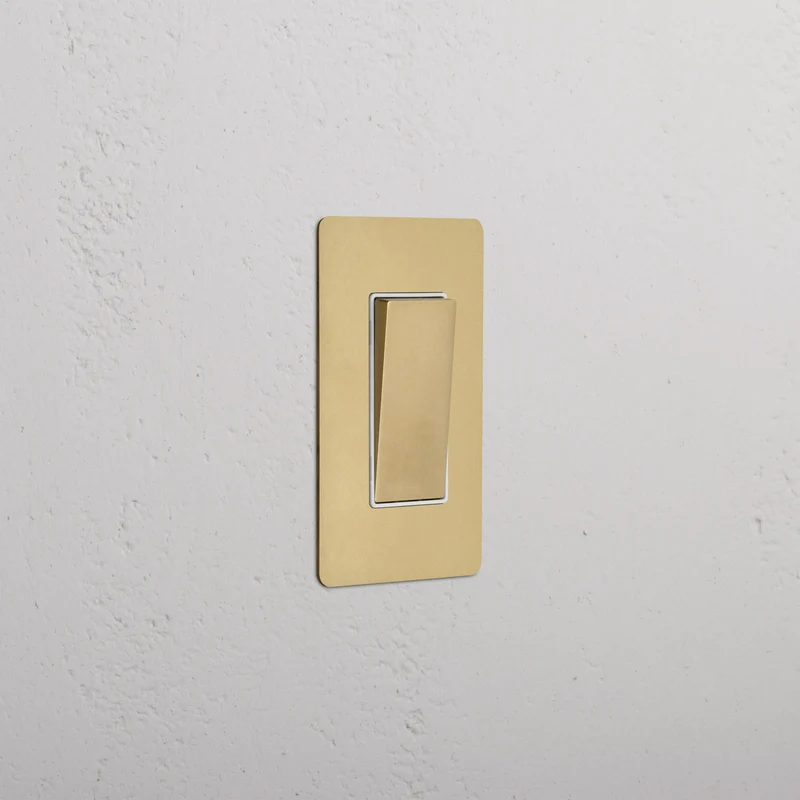 Kew 1G Retractive Rocker Switch - Antique Brass White