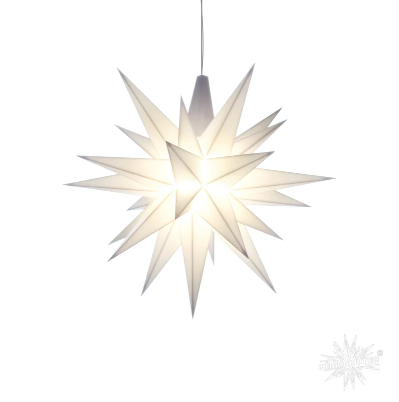 Liten adventsstjärna Herrnhuter vit plast 13 cm + kabelpaket