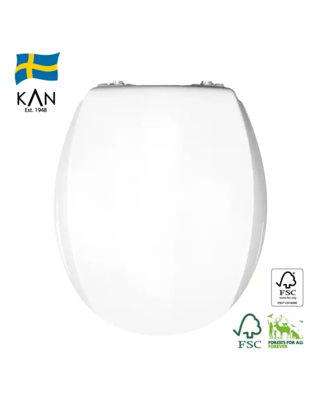Mjukstängade toalettsits - KAN, Vit/krom