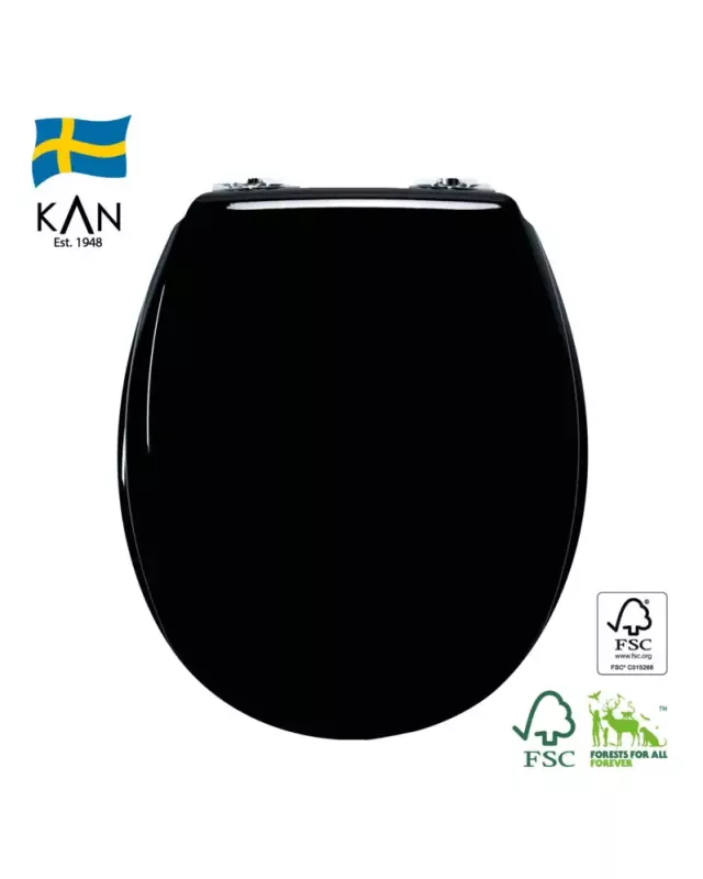 Mjukstängade toalettsits - KAN, svart/krom