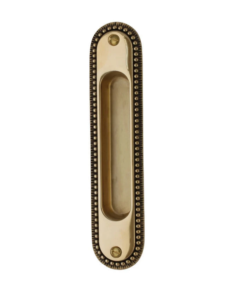 Skjutdörrshandtag - Sekelskifte mässing 158x36 mm