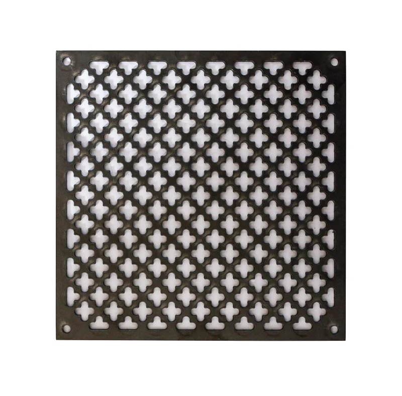 Ventilgaller klöverplåt - Behandlat järn 155 x 155 mm