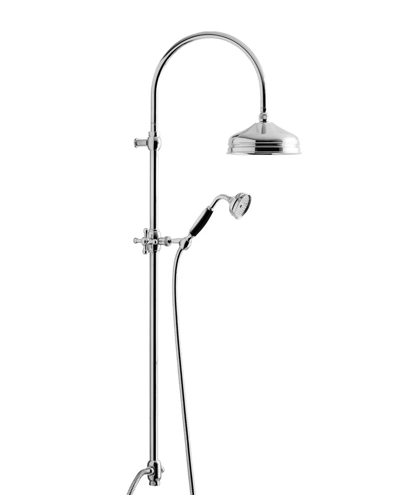 Duschset - Kensington retro utan blandare, krom med svarta handtag