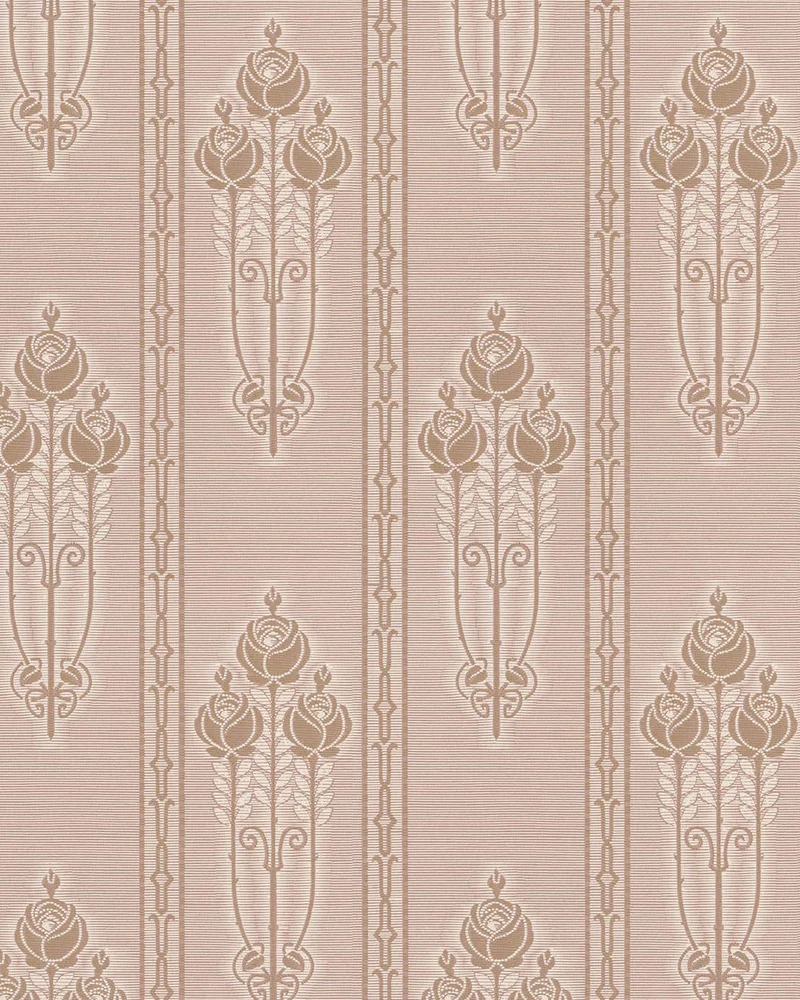 Lim & Handtryck Tapet - Jugendros beige/guld