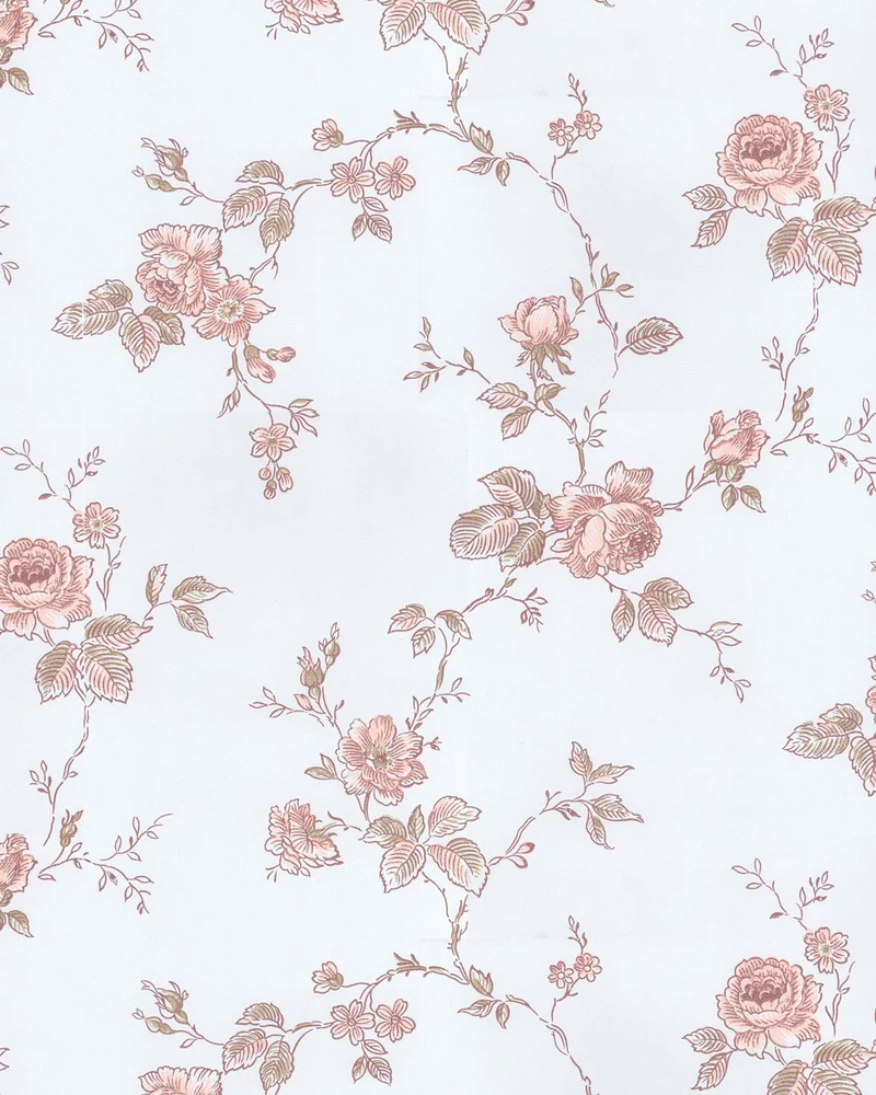 Lim & Handtryck Tapet - Rosen blå/rosa