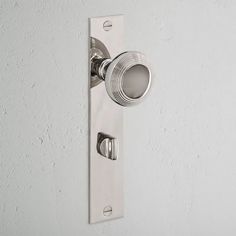Poplar Long Plate Sprung Door Knob & Thumbturn - Polished Nickel