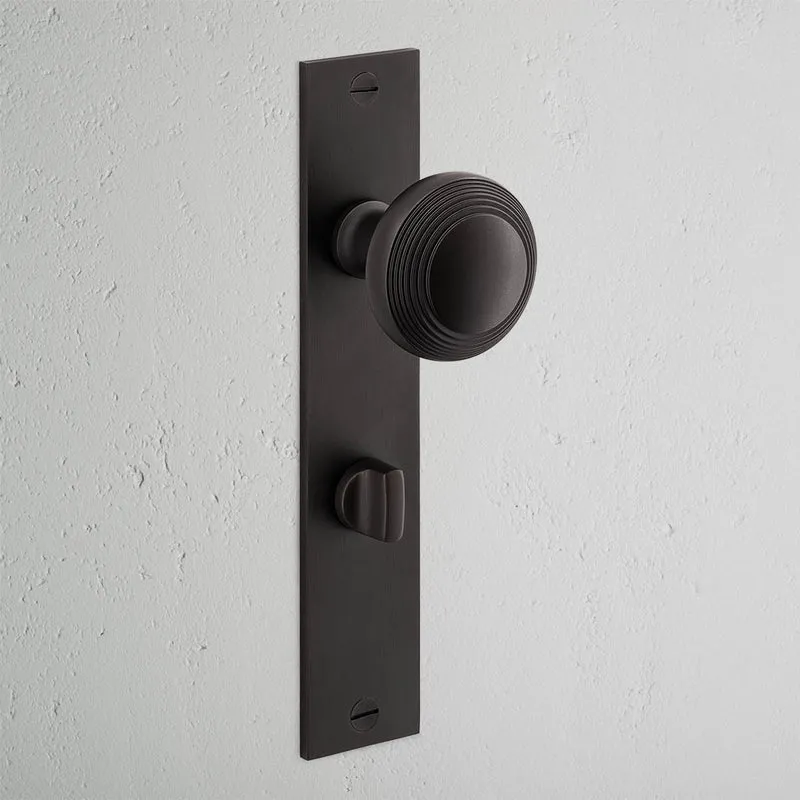 Poplar Long Plate Sprung Door Knob & Thumbturn - Bronze