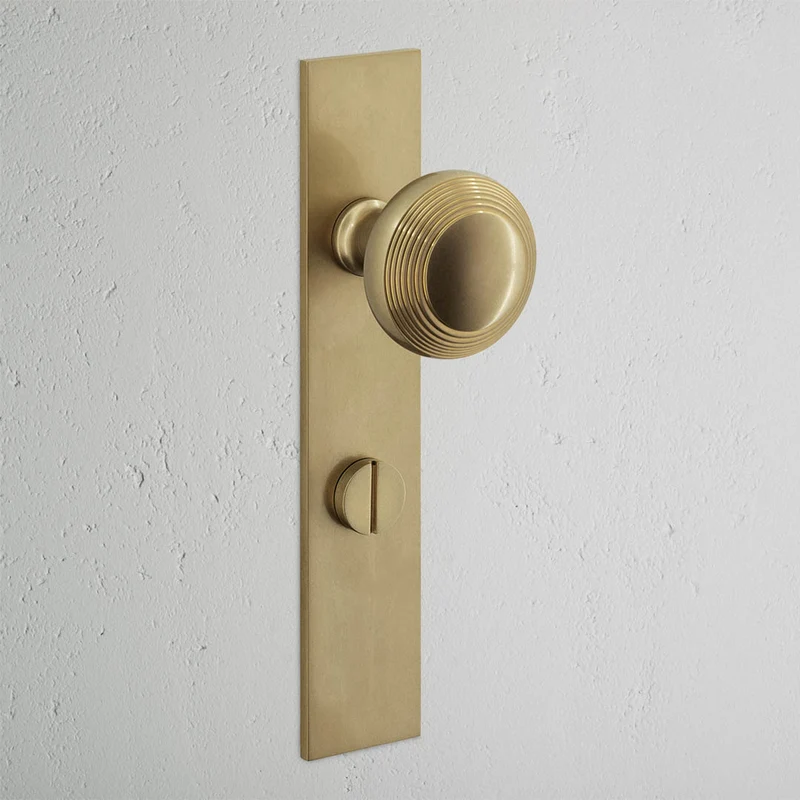 Poplar Long Plate Unsprung Door Knob & Thumbturn – Antique Brass