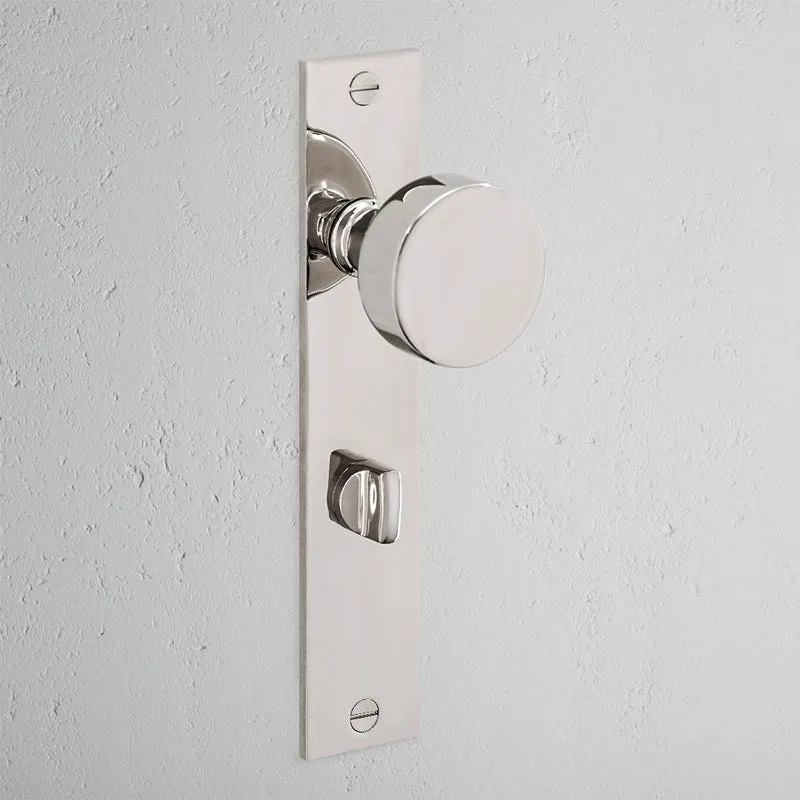 Onslow Long Plate Sprung Door Knob & Thumbturn - Polished Nickel
