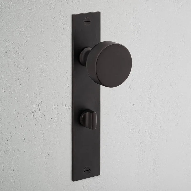 Onslow Long Plate Sprung Door Knob & Thumbturn - Bronze