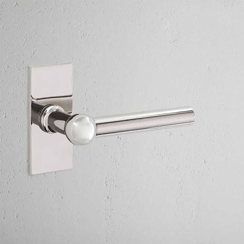 Harper Short Plate Unsprung Door Handle - Polished Nickel