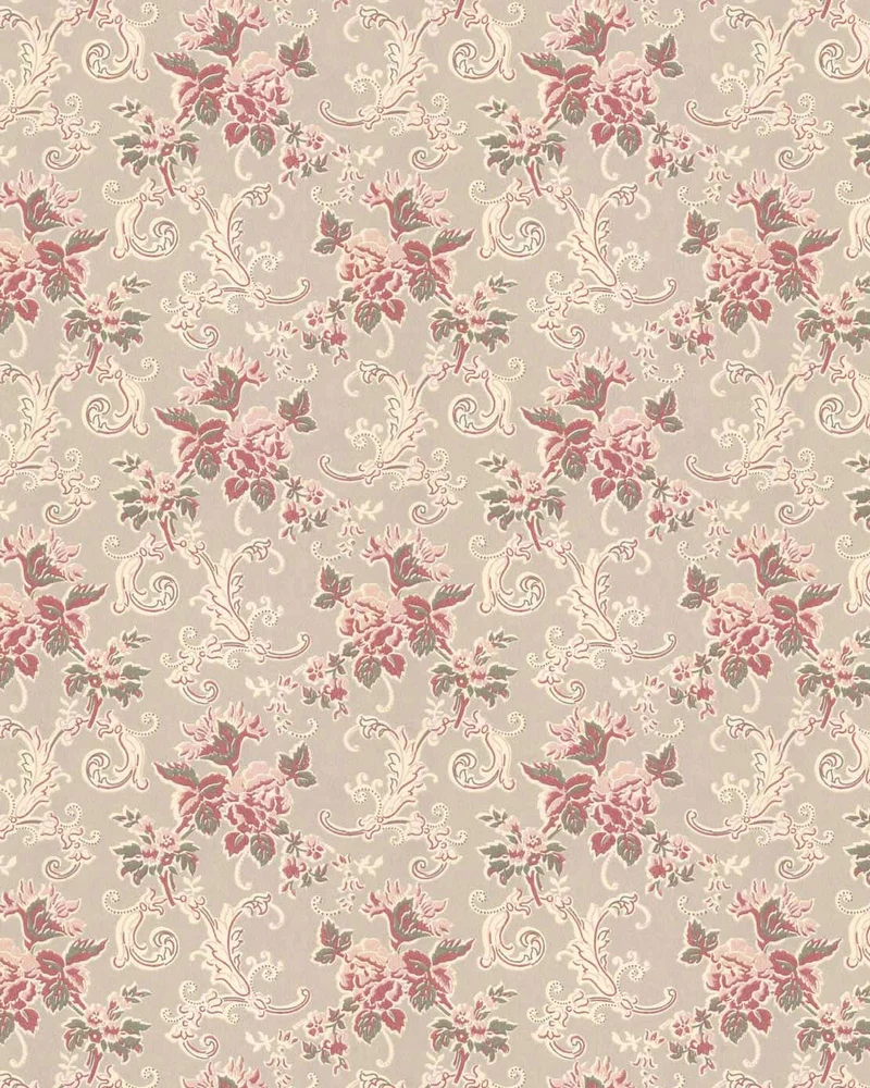 Lim & Handtryck Tapet - Hovdala blomma vit/rosa