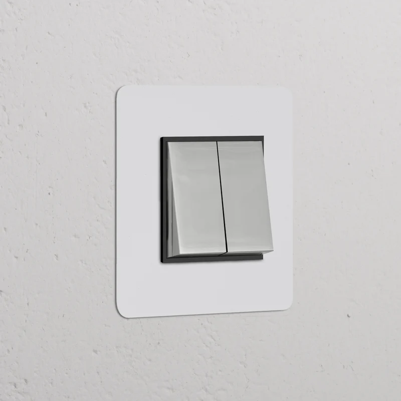 Kew Single 2x Rocker Switch - Paintable Polished Nickel | Black