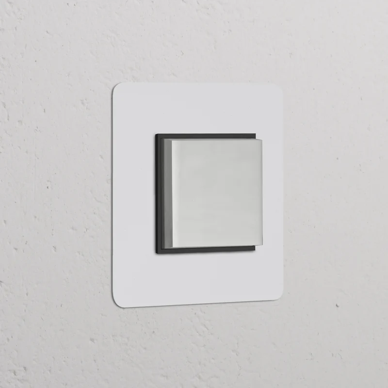 Kew Single Centre Retractive Rocker Switch - Paintable Polished Nickel | Black