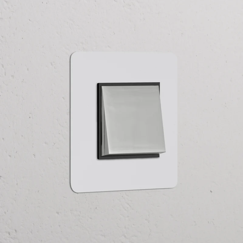 Kew Single Intermediate Rocker Switch - Paintable Polished Nickel | Black