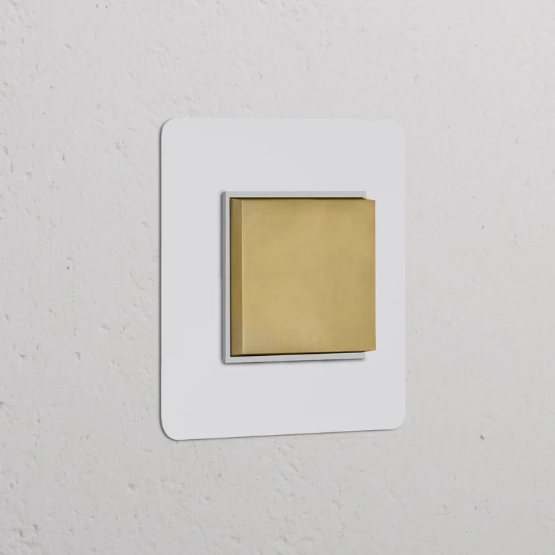 Kew Single Centre Retractive Rocker Switch - Paintable Antique Brass | White