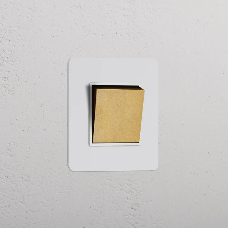 Kew Single Retractive Rocker Switch - Paintable Antique Brass | White