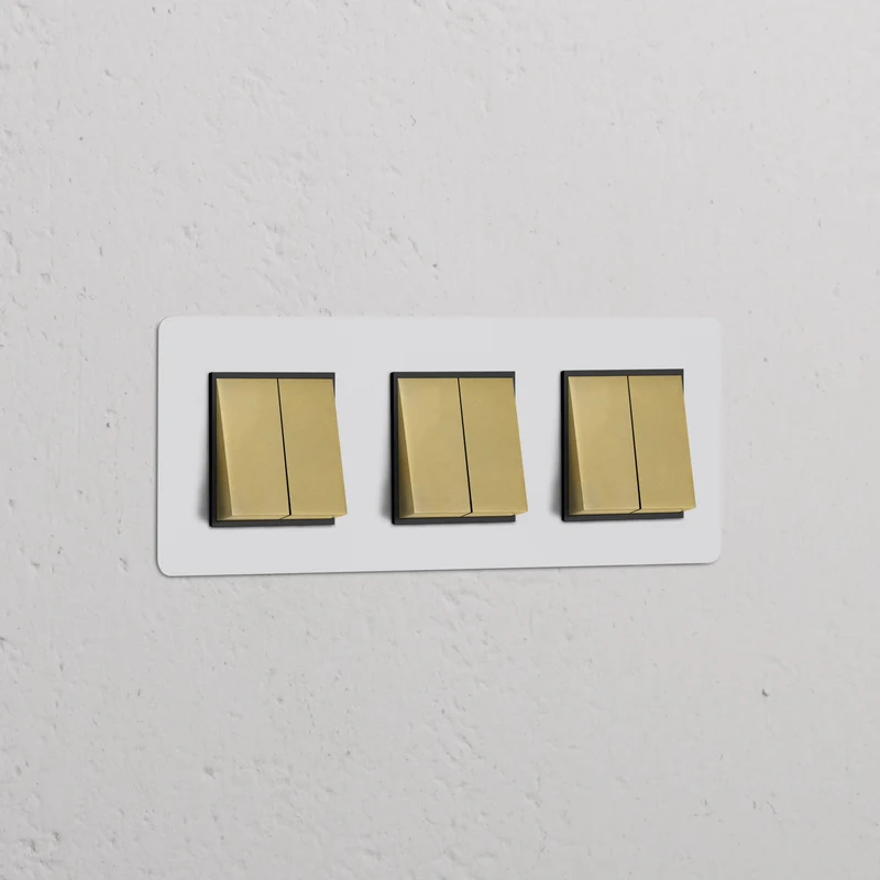 Kew Triple 6x Rocker Switch - Paintable Antique Brass | Black