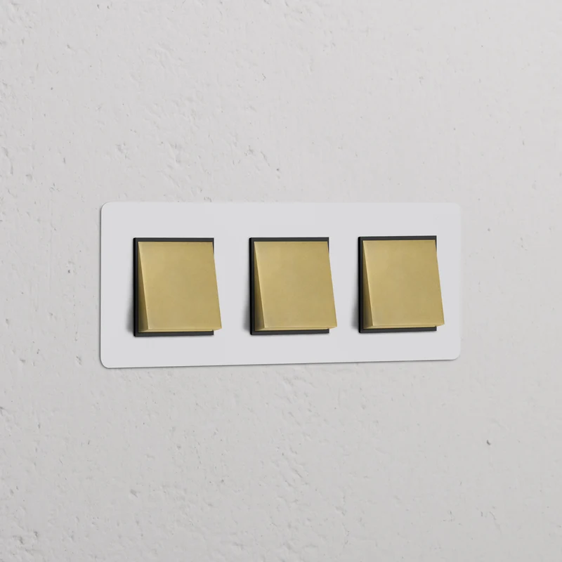 Kew Triple 3x Rocker Switch - Paintable Antique Brass | Black