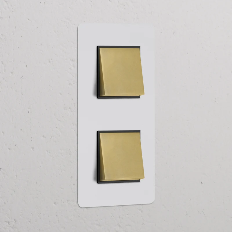 Kew Double 2x Vertical Rocker Switch - Paintable Antique Brass | Black