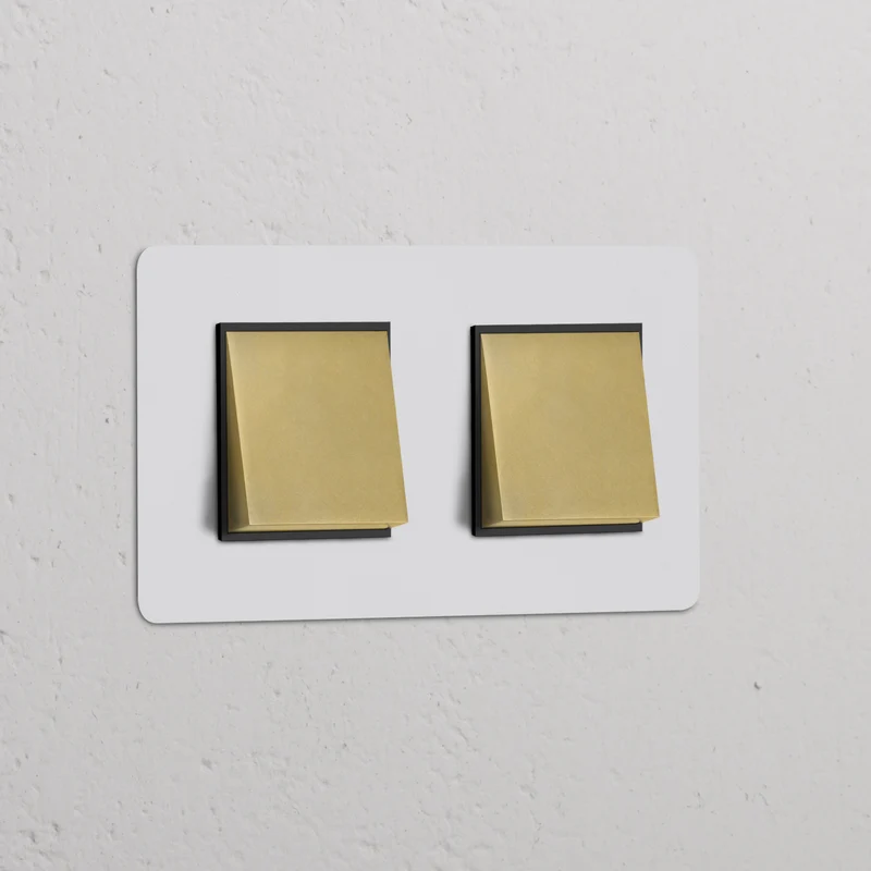 Kew Double 2x Rocker Switch - Paintable Antique Brass | Black