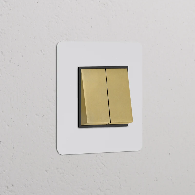 Kew Single 2x Rocker Switch - Paintable Antique Brass | Black